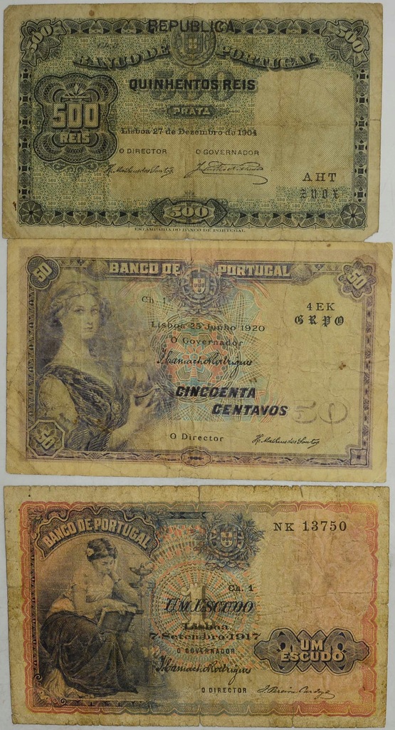 11.fu.Zest.Portugalia, Banknoty szt.3 rzadkie