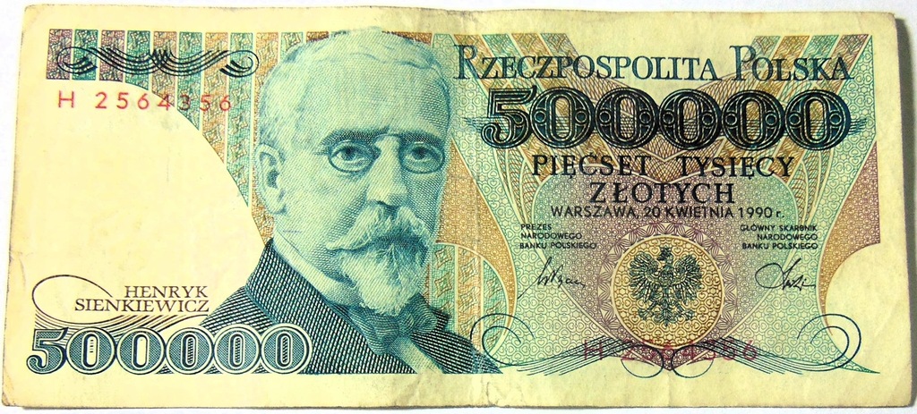 1990 500000 zł złotych Sienkiewicz seria H