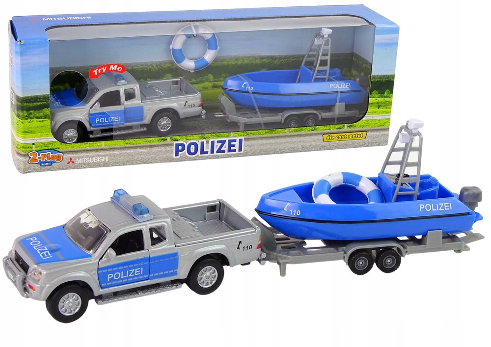 Auto Terenowe Policja z Motorówką Niebieska