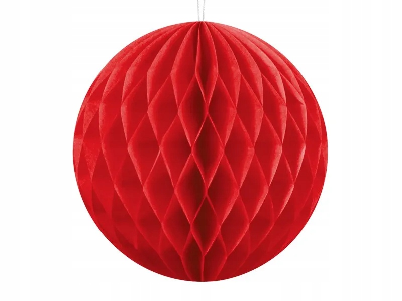 Kula wisząca dekoracja bibułowa czerwona 10cm