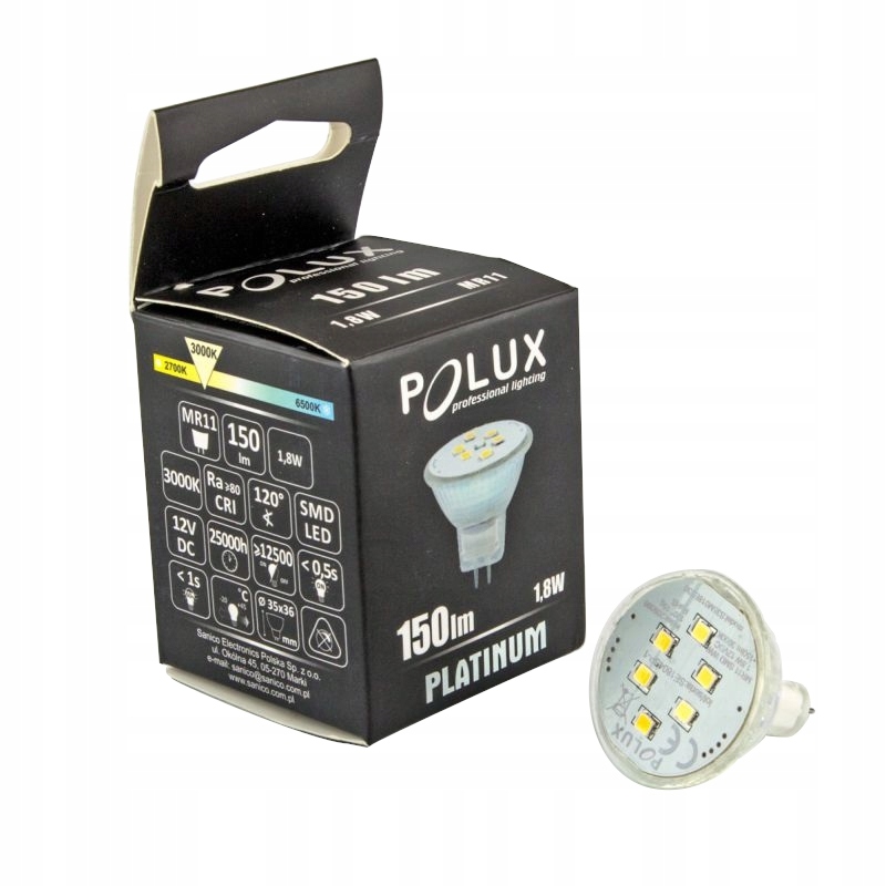 Żarówka LED ciepła żółta MR11 1,8W POLUX