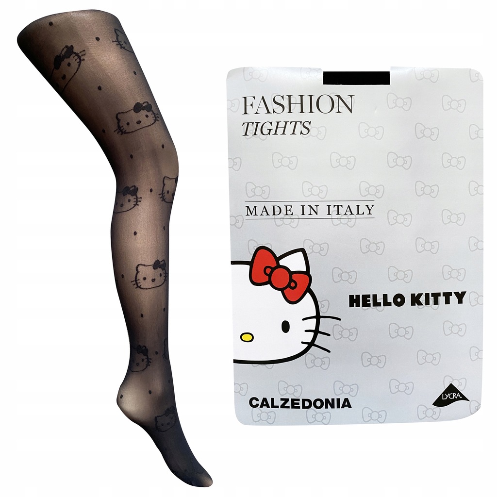 CALZEDONIA Czarne Rajstopy HELLO KITTY Tg 3/4 M/L