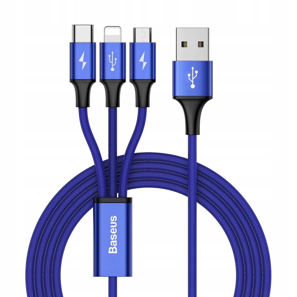 BASEUS KABEL USB - micro USB Lightning USB-C 3A 1M