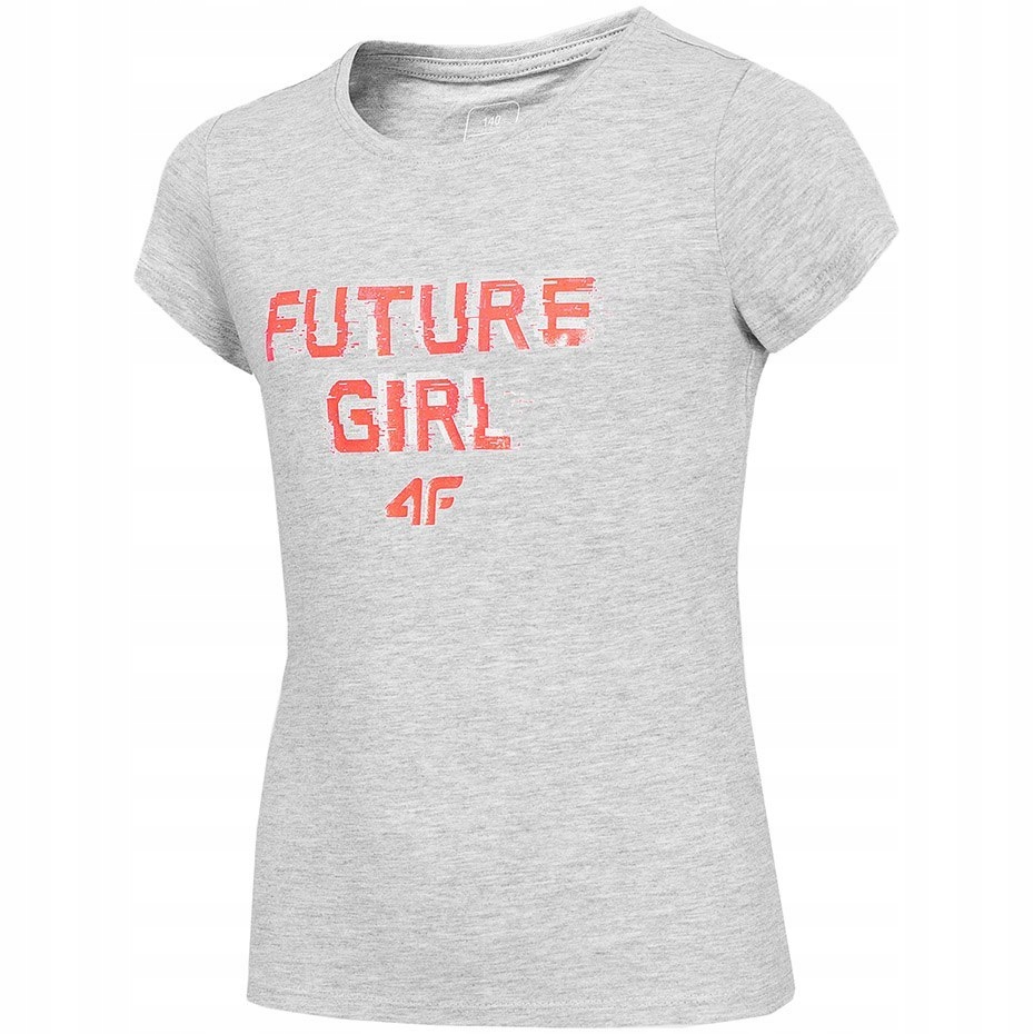 Koszulka dla dziewczynki 4F szary melanż 134 cm