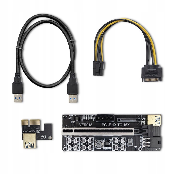 Riser PCI-E 1x - 16x | USB 3.0 | ver. 018 | SATA