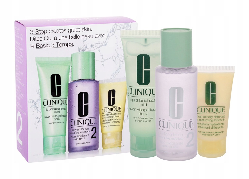 Clinique 3-Step Skin Care 2 Tonik + Mydło + Balsam