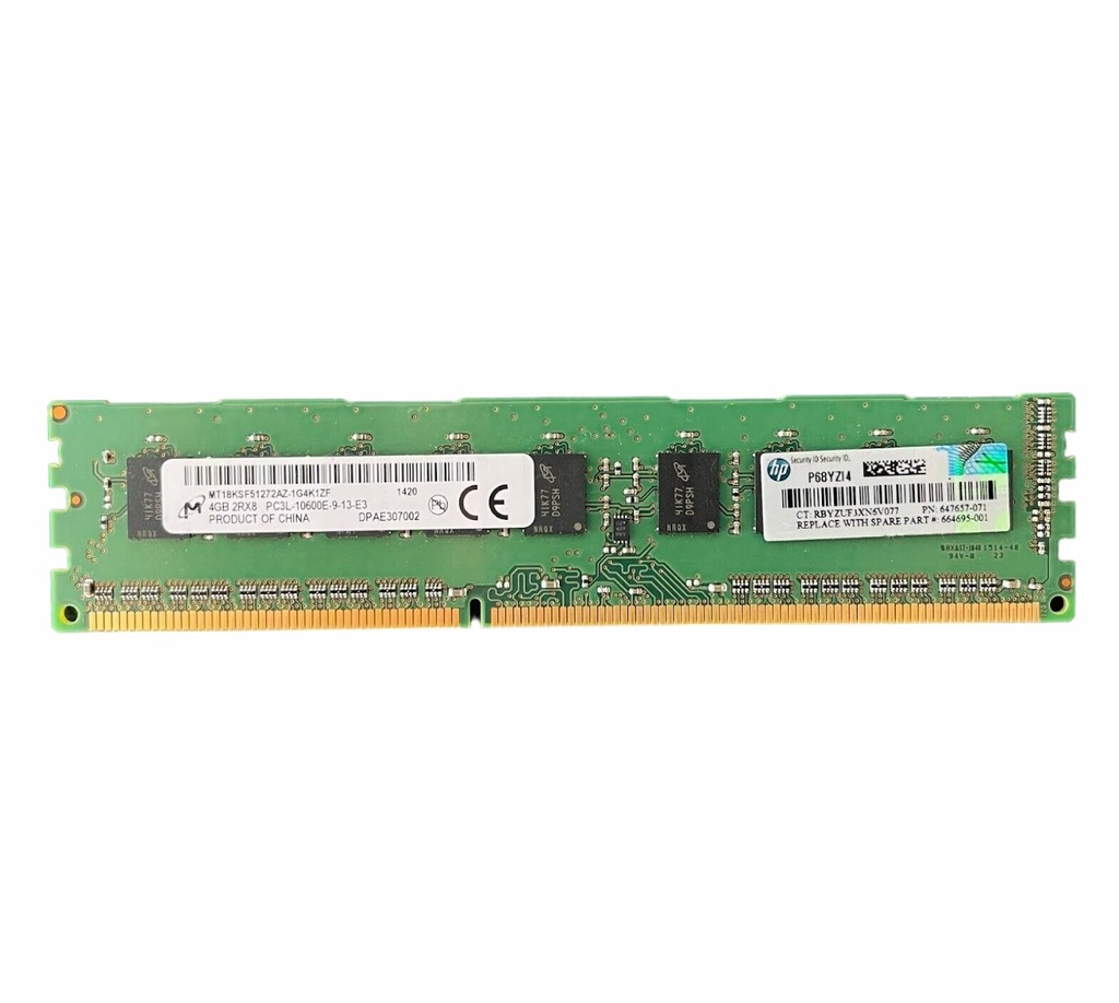 PAMIĘĆ 4GB DDR3 ECC PC3L-10600E 1333MHZ MICRON MT18KSF51272AZ-1G4K1ZF