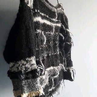 Awangardowy sweter handmade z moherem moher