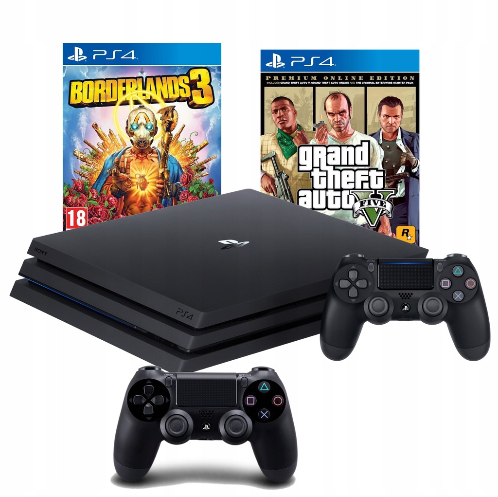 PS4 PRO 1TB+ 2X PAD+GTA V PREMIUM ED+BORDERLANDS 3