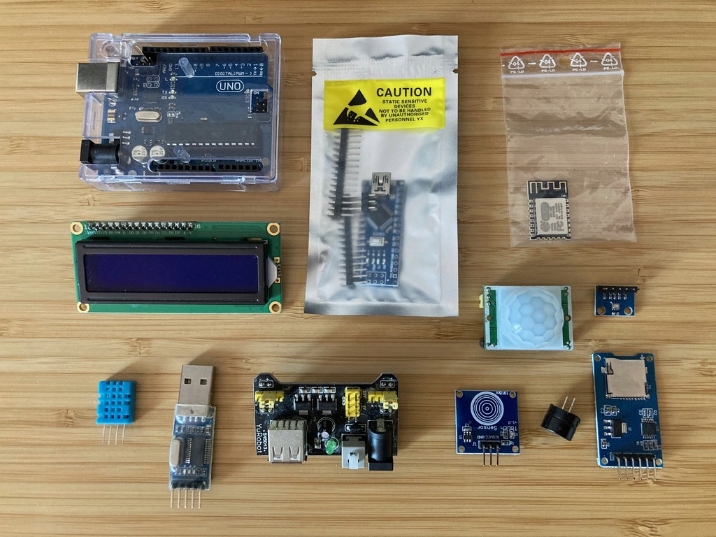 Zestaw Arduino Uno, moduły, elementy pas./aktywne