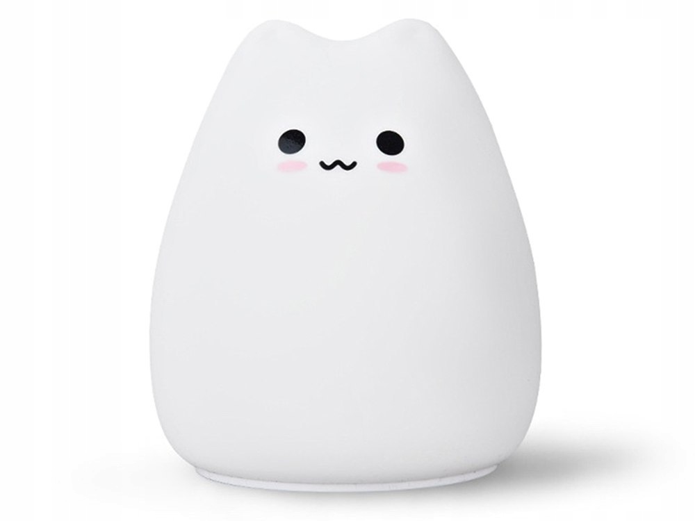 Lampka nocna dla dzieci led rgb kot dotyk silikon tworzy ciepły i spokojny