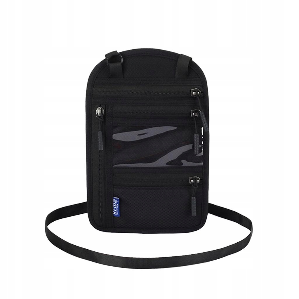 s Holder, with RFID Sleeves Premium Secure with Long Strap Around black