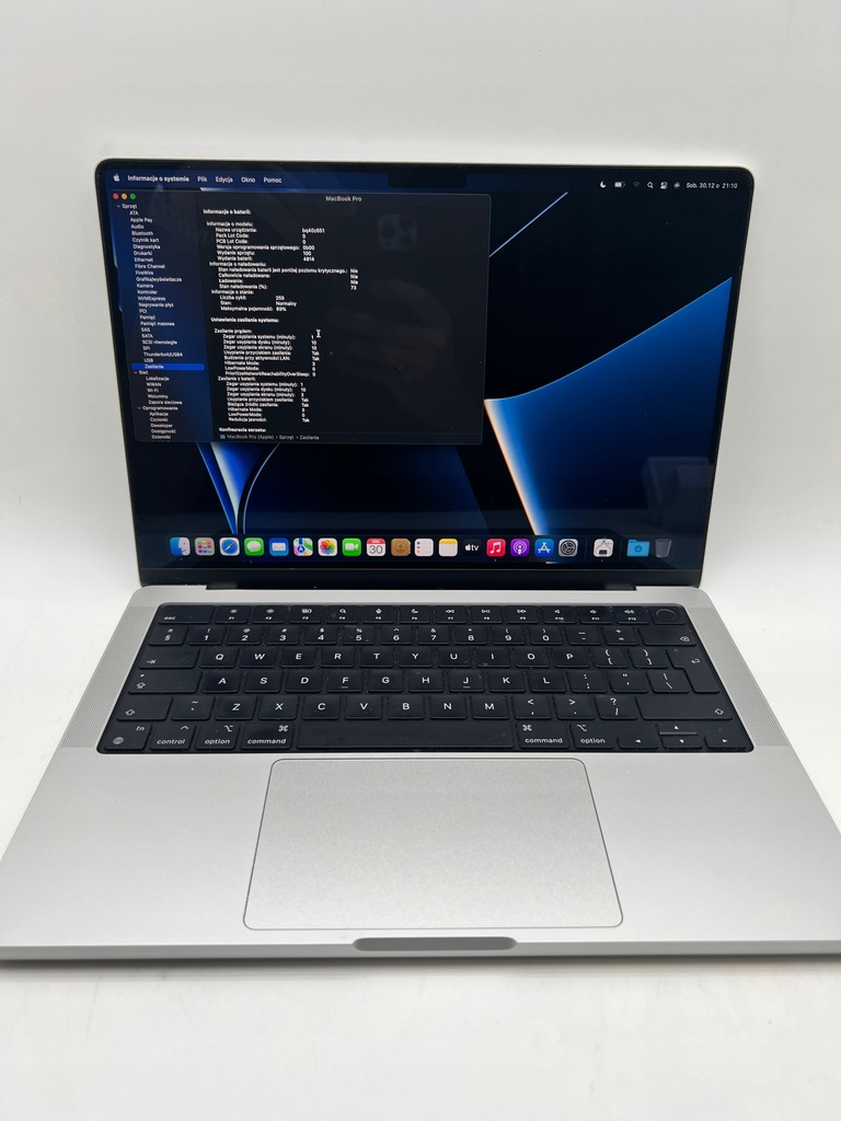 Laptop MacBook Pro 14 M1 Pro (2021) 14,2 " Apple M 16 GB / 512 GB 259 cykli