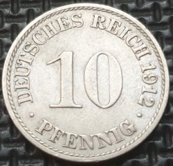 *NIEMCY [1444]*10 Pfennig 1912 A typ 2 mała tarcza