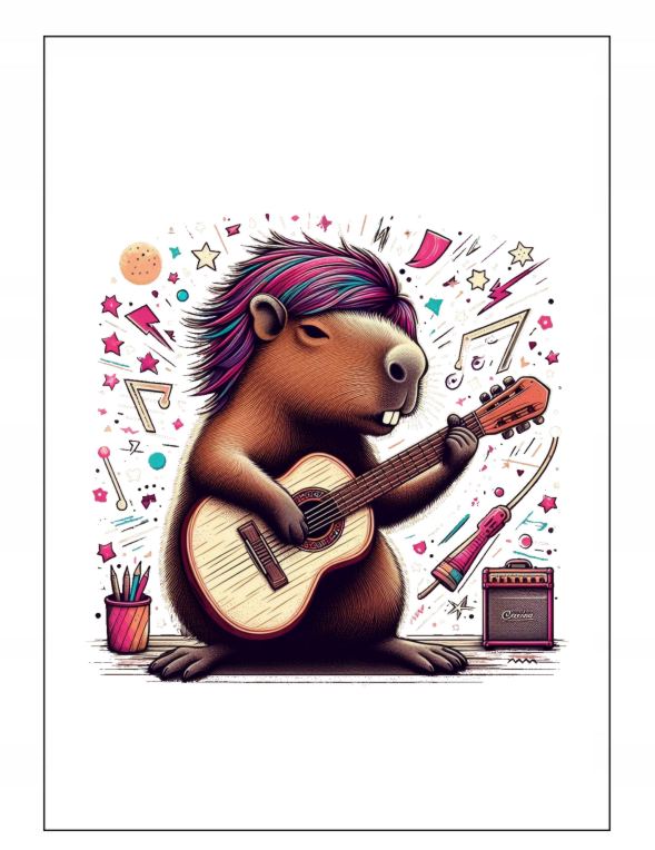 Plakat A4 21 x 29 cm kapibara sekretne życie kapibary kapibara muzyczna