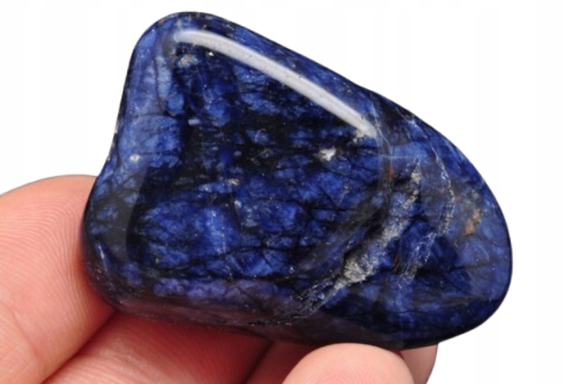 * SODALIT BRAZYLIA GRANATOWY ZJAWISKOWY MINERAŁ BĘBNOWANY NR 1 *