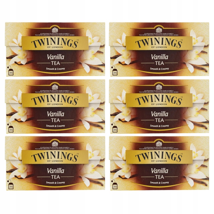 Twinings Herbata czarna smak wanilii 6x 25 sztuk