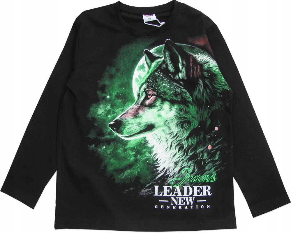 122-128 Bluzka WILK bawełniana fluorescencyjna T-shirt długi rękaw K395