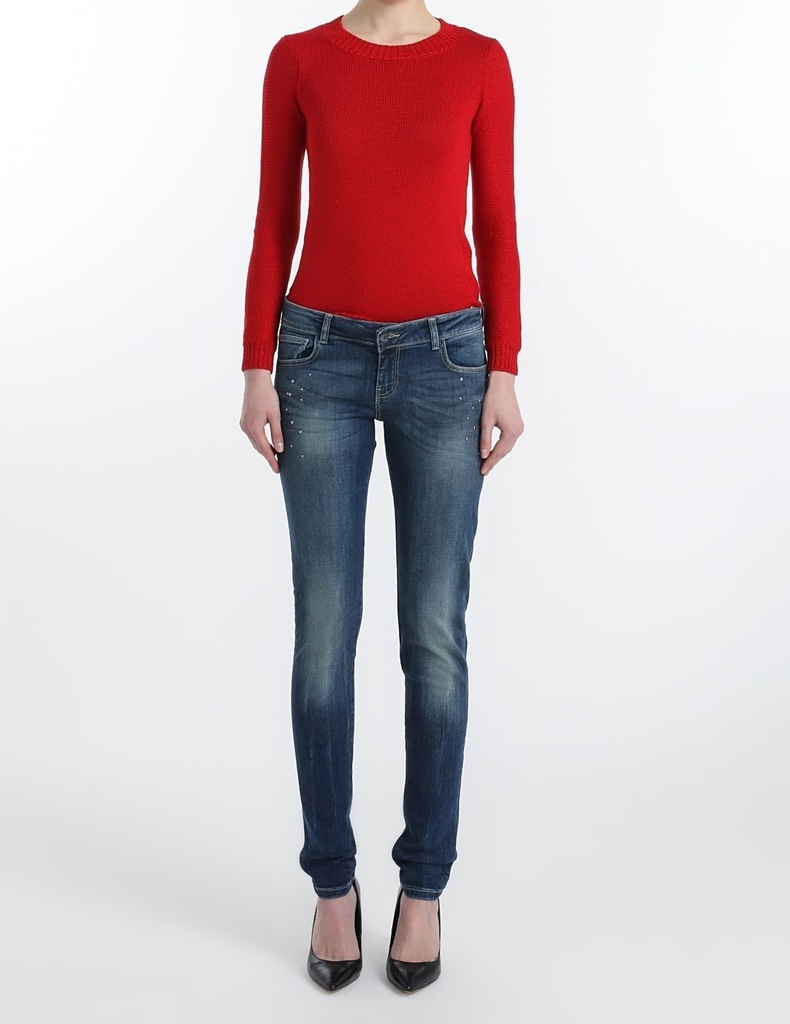 Granatowe damskie jeansy spodnie GUESS 27