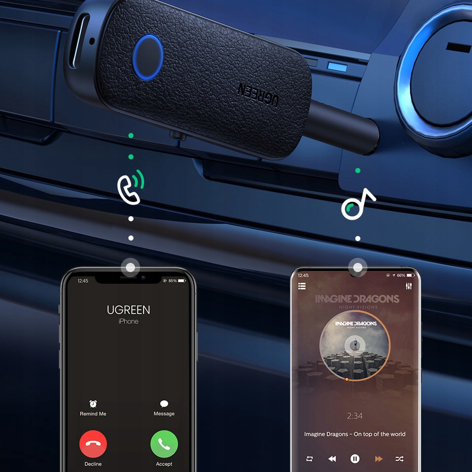 Купить ПЕРЕДАТЧИК ПРИЕМНИК AUX UGREEN BLUETOOTH 5.0: отзывы, фото, характеристики в интерне-магазине Aredi.ru