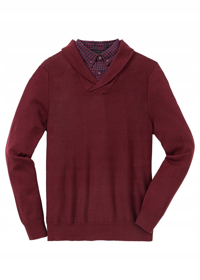 Sweter z koszulową wsta czerwony 44/46 (S) 957095