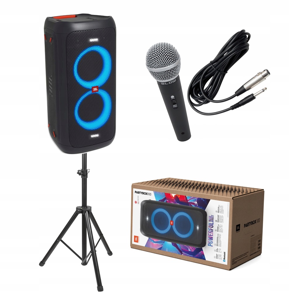 「数量限定 在庫処分セール」 USB 100 PARTYBOX JBL BLUETOOTH MIKROFON I STOJAK + スピーカー・ウーファー