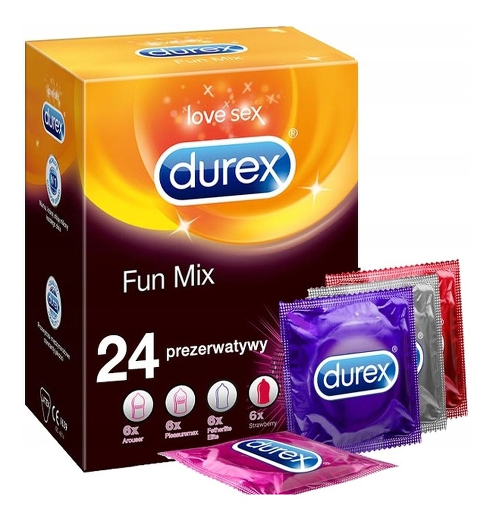 Durex Prezerwatywy Fun Mix lateksowe 24 szt