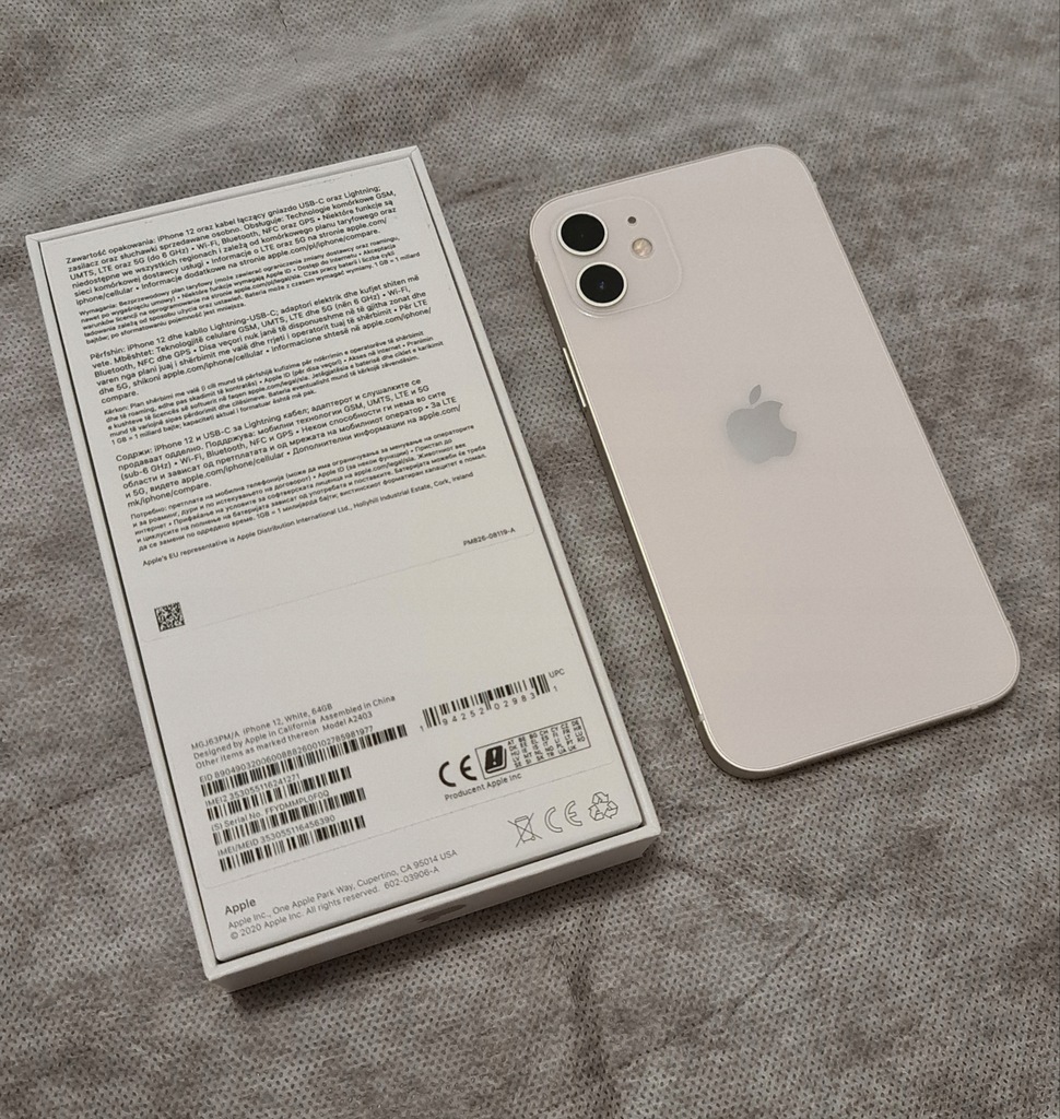 Apple iPhone 12 4 GB / 64 GB biały nowy okazja Apple iPhone 12 4 GB / 64 GB biały nowy okazja
