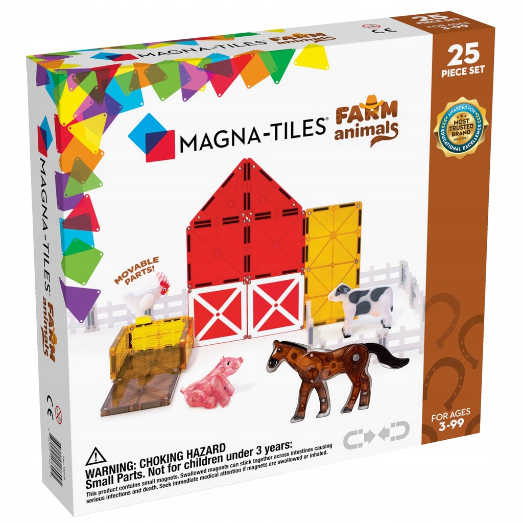 Klocki Magnetyczne Zwierzęta z Farmy - Farm Animals 25 el. (MAGNA-TILES)