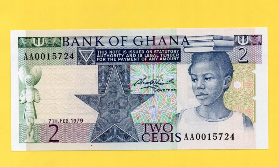 Ghana 2 Cedi AA p-18 UNC