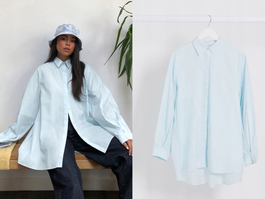 Monki Gerri Jasnoniebieska bluzka oversize L