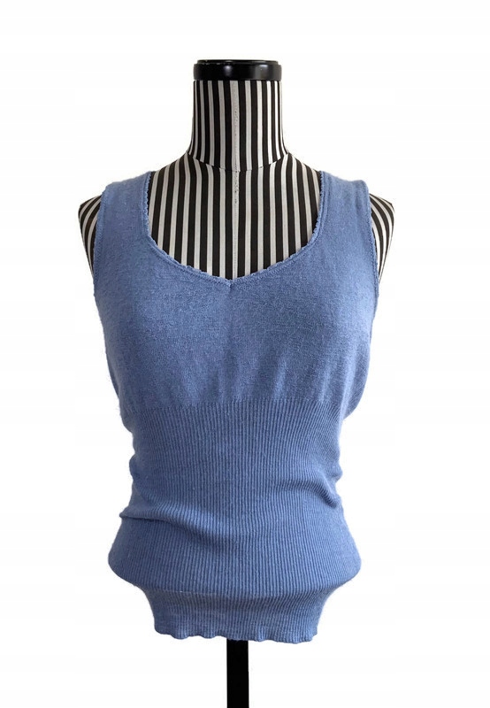 PIERRE ROBERT bluzka top merino wool silk blue S-M