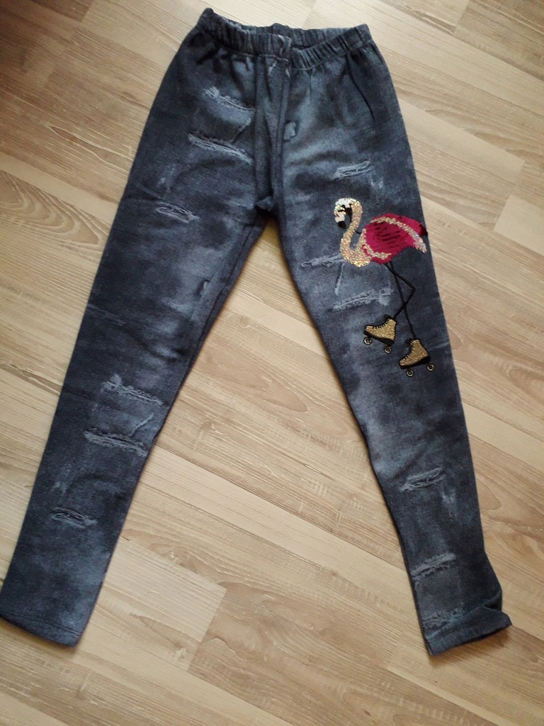 146/152 malowane ala jeans Flaming obracane cekiny