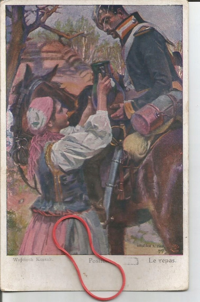 Pocztówka Wojciech Kossak Posiłek(Piękna Zośka)