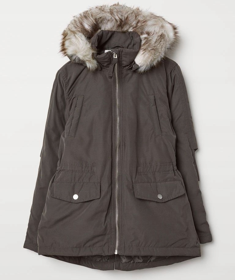 H&M parka 152 stalowa