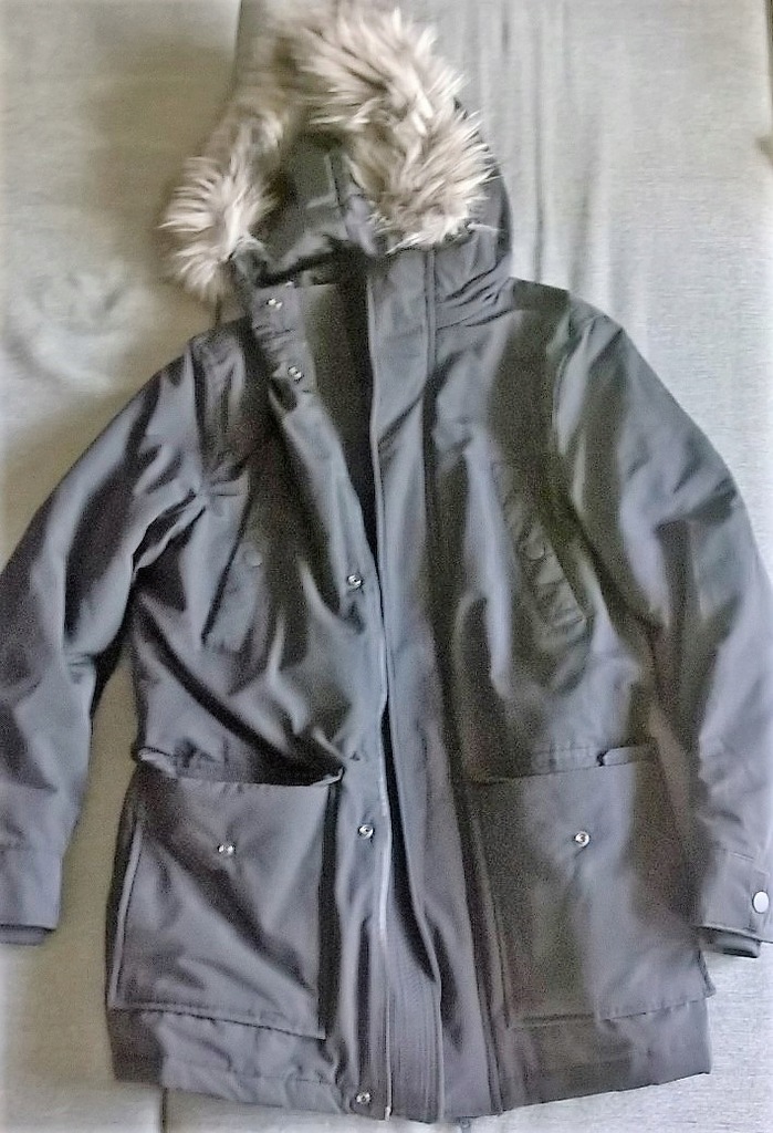 Kurtka zimowa H&M Parka czarna obszerna S