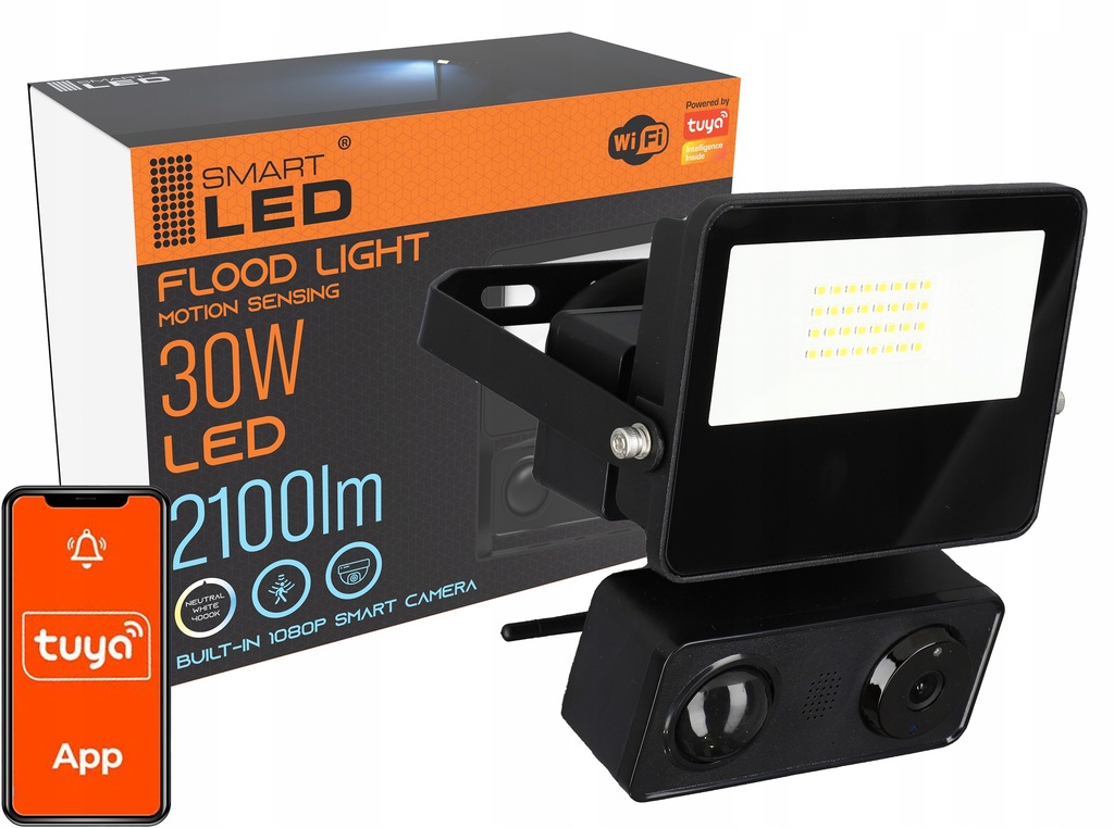 Halogen LED lampa czujnik ruchu kamera wifi TUYA