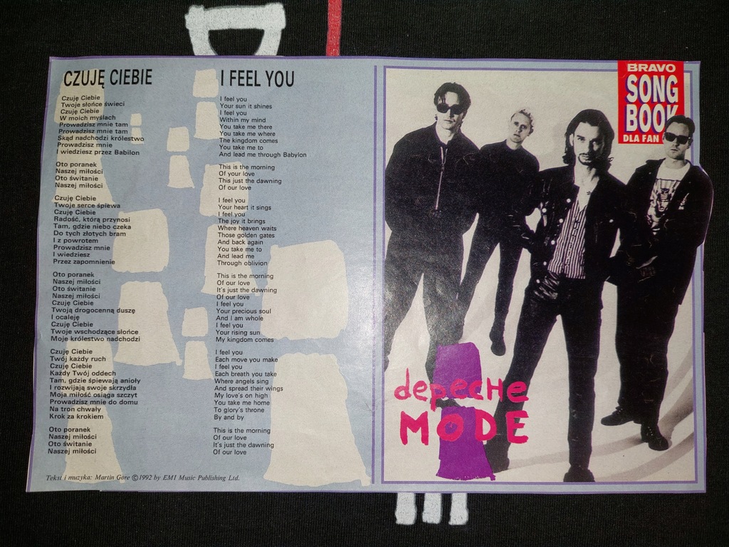 Depeche Mode I Feel You tekst A5 z BRAVO 1993