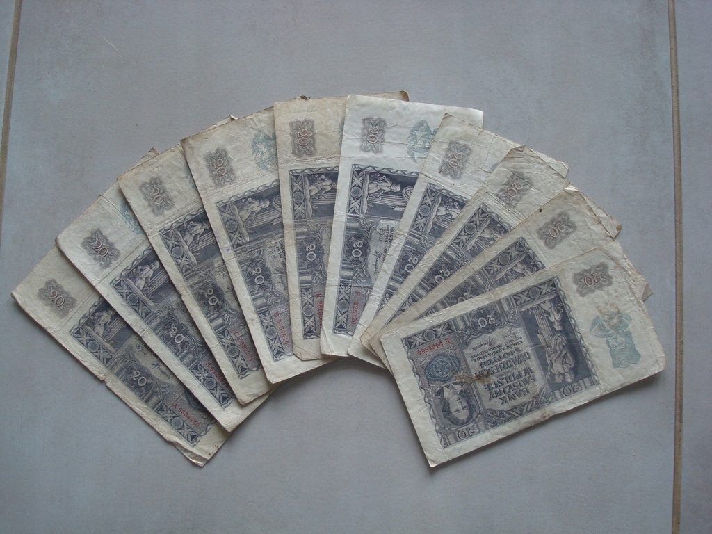 20 złotych 1940 r. zestaw 10 sztuk