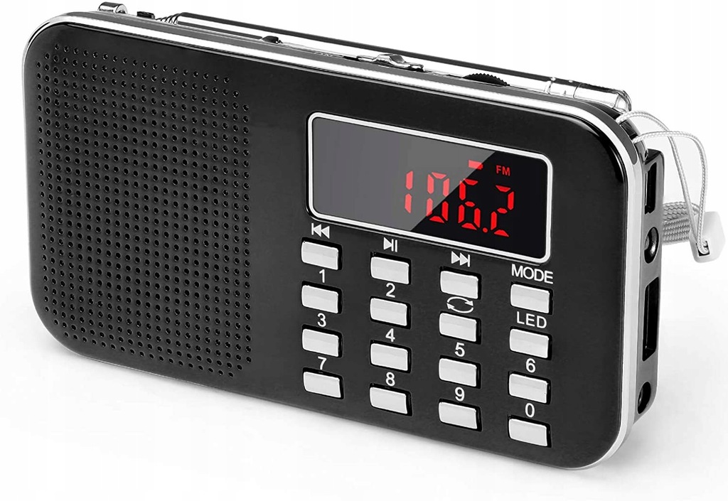 MINI RADIO KIESZONKOWE FM AM USB MP3 CZARNE