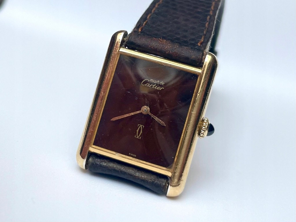 must de CARTIER tank manualny srebro złocone