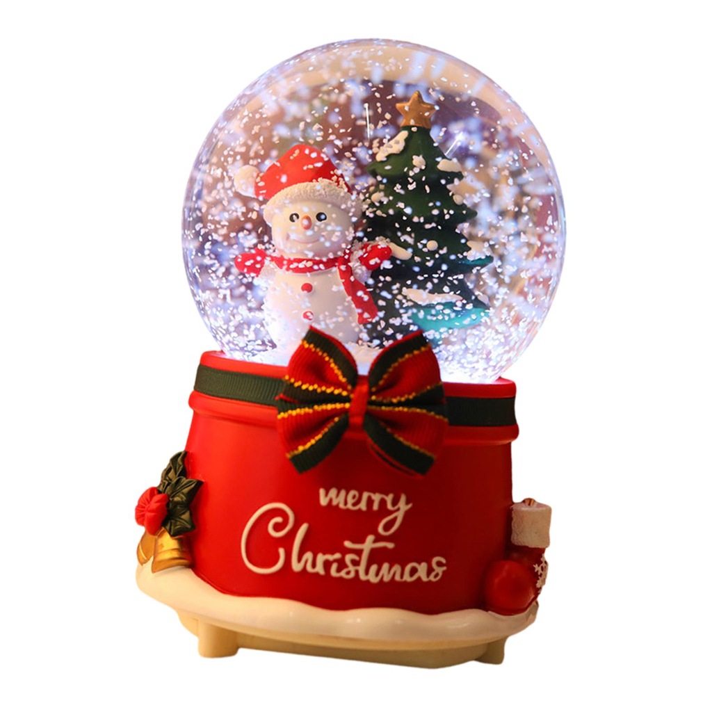 LED Christmas Snow Globes Musical Box for Bedroom Living Room Dining Table