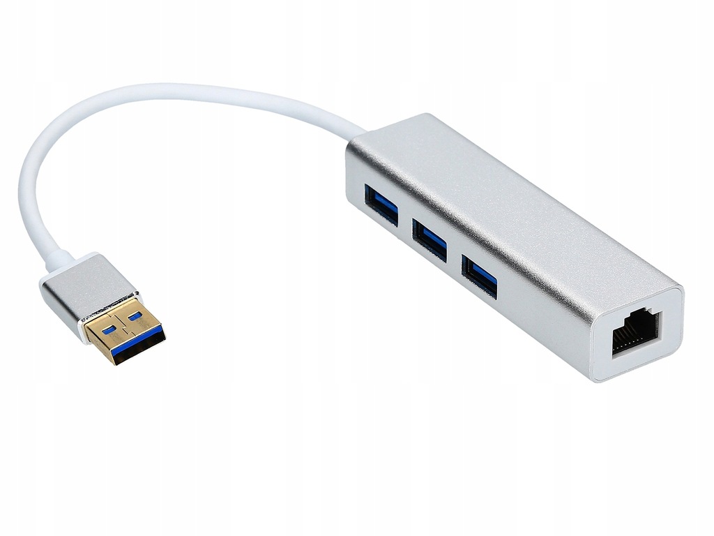ADAPTER USB LAN RJ45 + HUB 3xUSB 3.0 KARTA GIGABIT - 11580360571 ...