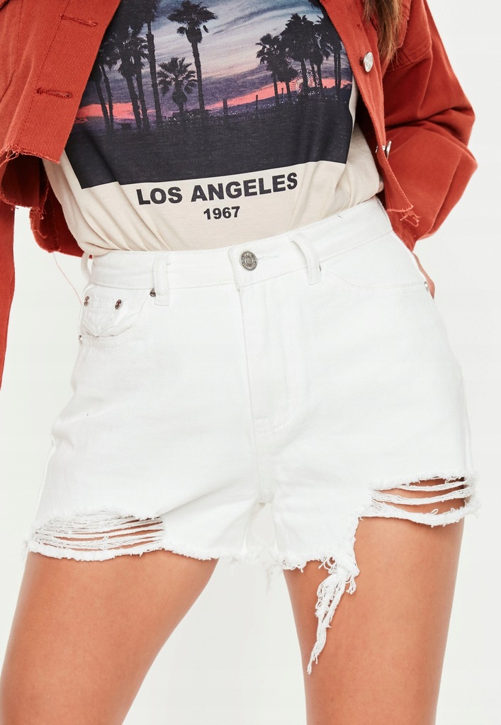 09U152 MISSGUIDED__MD1 BIAŁE SPODENKI JEANS__S