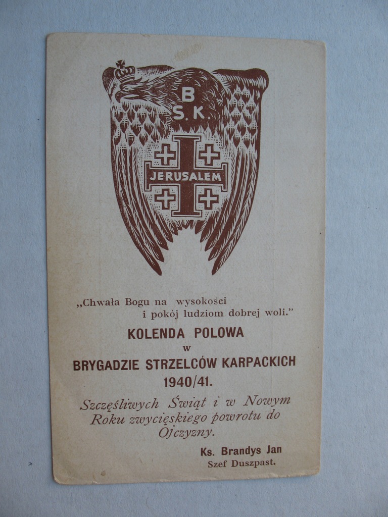 BRYGADA STRZELCÓW KARPACKICH PAMIĄTKA KOLENDY POLOWEJ 1940/41