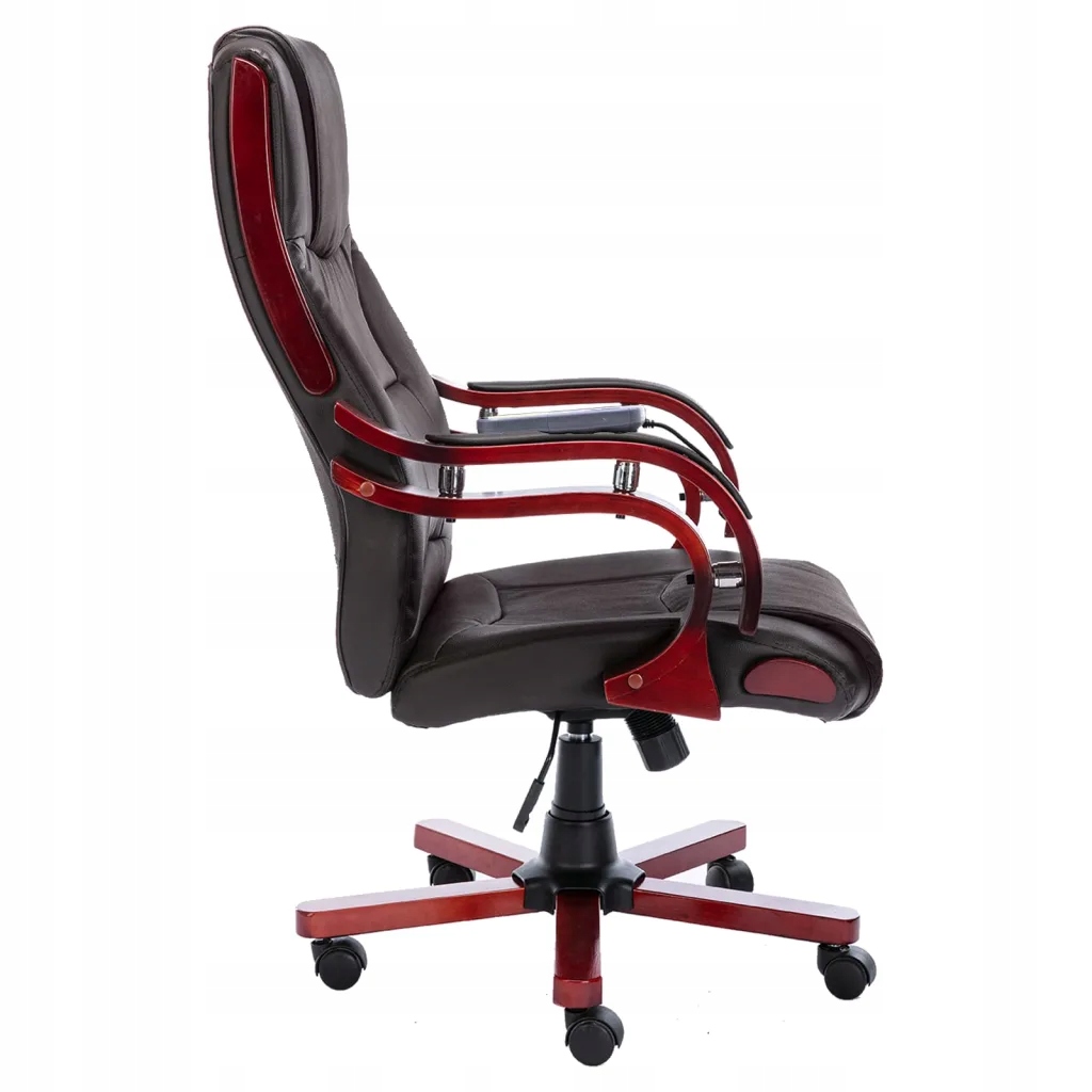 vidaXL Masujące krzesło biurowe, brązowe, obite prawdziwą skórą