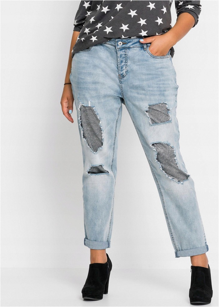 IH1A09 PROSTE SPODNIE JEANS ZDOBIENIE__38