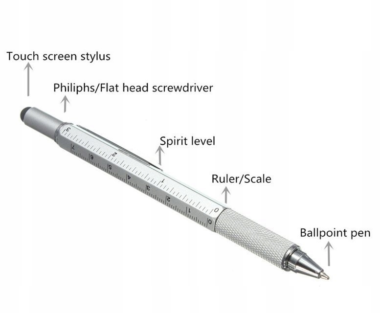 Długopis majsterkowicza 6w1 śrubokręt miarka