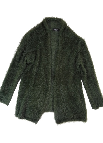 Envy sweter narzutka zielony włochacz miękki 40 L