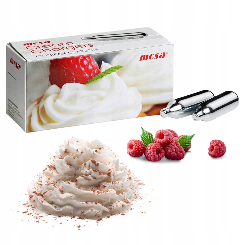 Naboje N2o Do Syfonu Do Bitej Śmietany Dekoratora Ładowarki 24 Sztuki Mosa